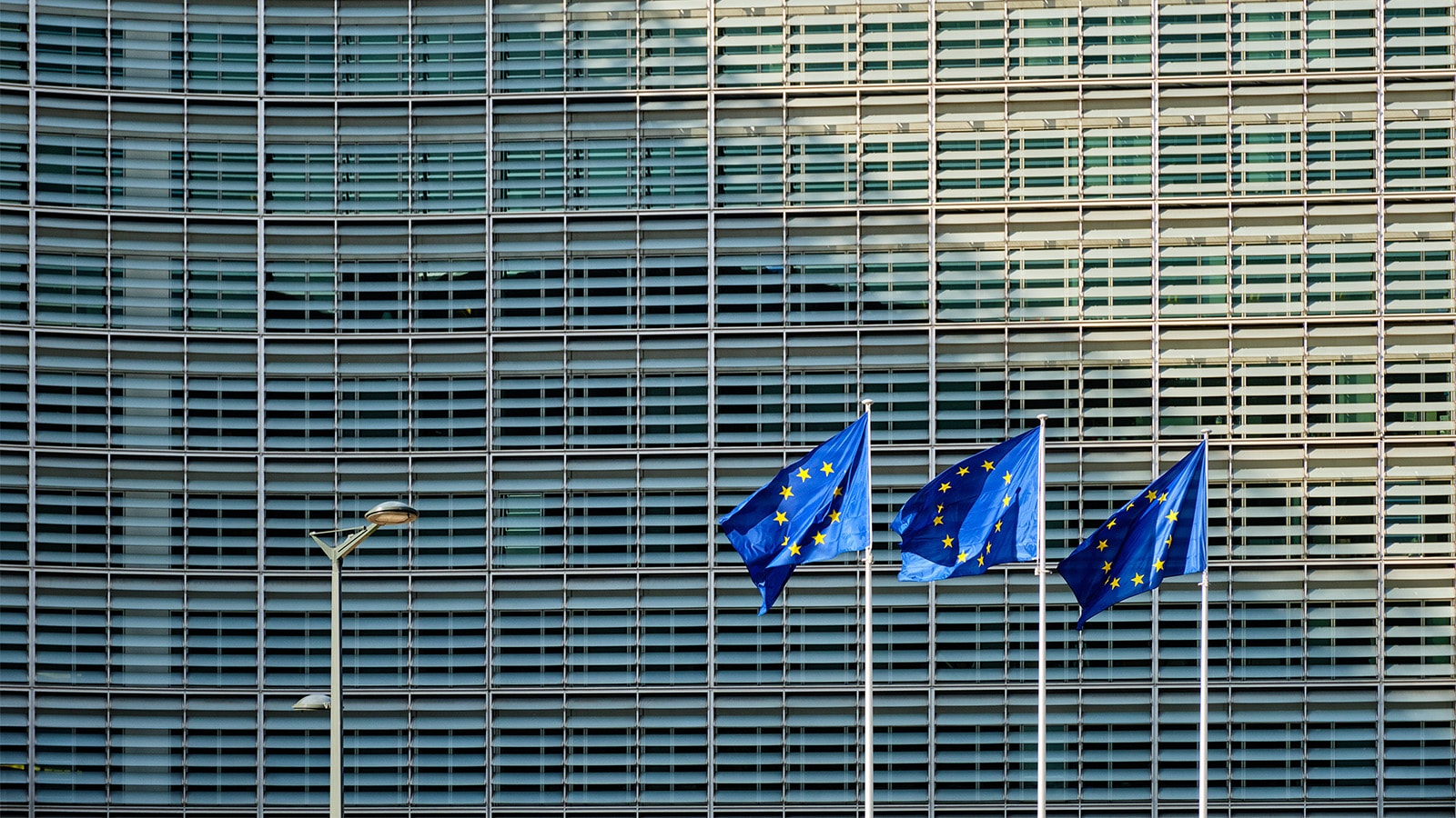 EU flags outside of European Commission