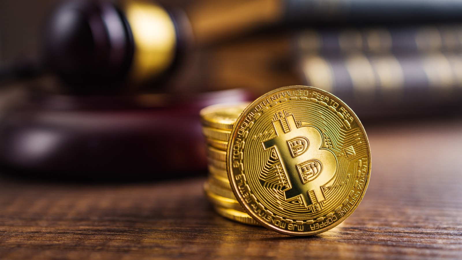 Bitcoin with gavel